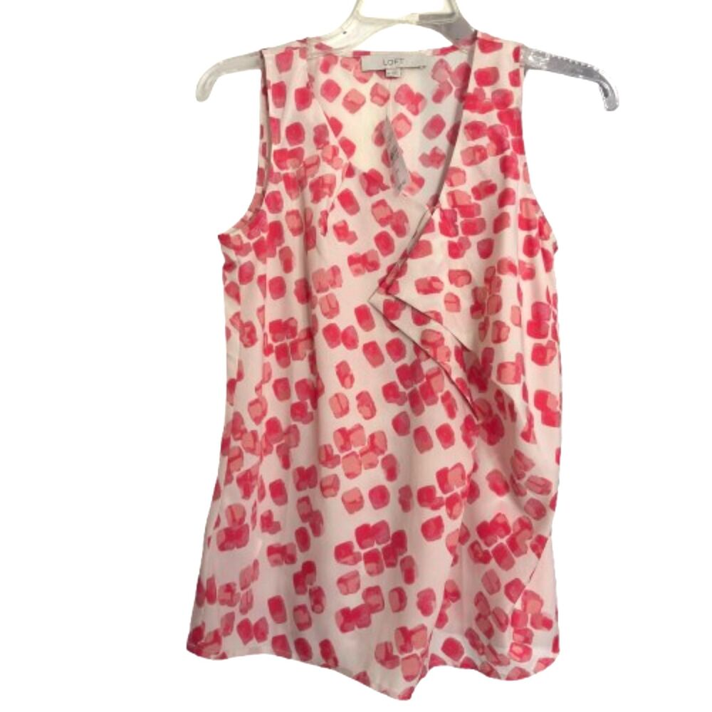 Loft Woman's Size XS Sleeveless Double Lapel Rayon Blouse